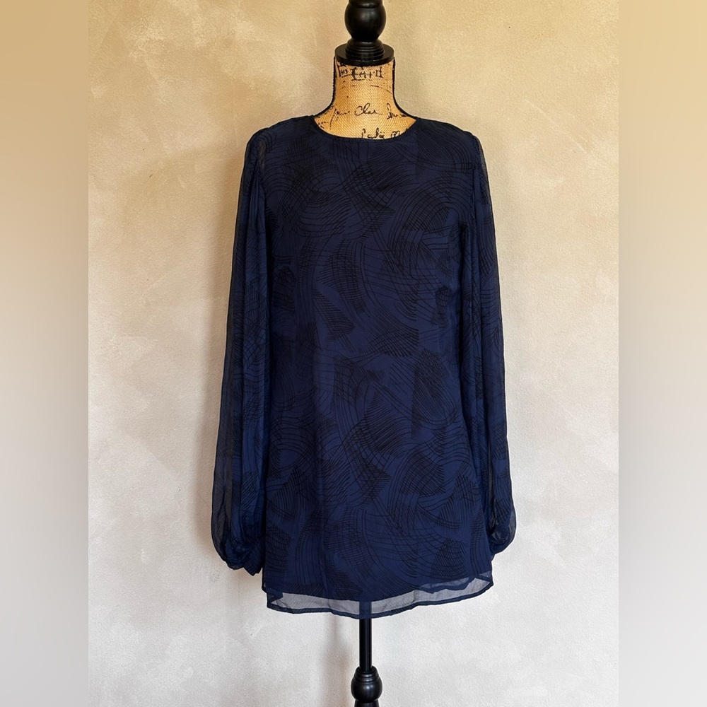Winter Kate Blue Patterned Mini Shift Dress